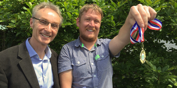Cerebral Palsy Society partnership manager Martin Pepperell and Max Cole, after Max received his unsung hero award.