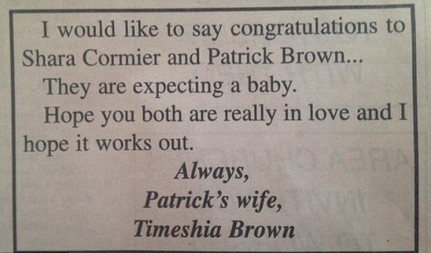 Naturally cheating spouses have found themselves on the receiving end of a well crafted missive of revenge, with one woman going all out with an announcement in a local paper. Photo / Reddit, kavien
