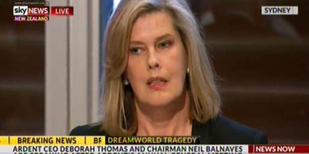 Dreamworld CEO Deborah Thomas told a press conference staff are shattered by the events. Photo / Sky News