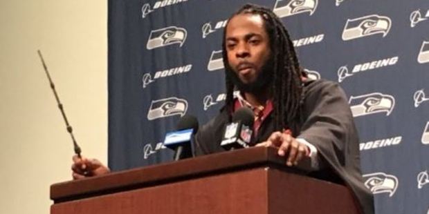 Richard Sherman is usually more known for what comes out of his mouth - now, he's becoming a star for what he wears. Photo / Photosport