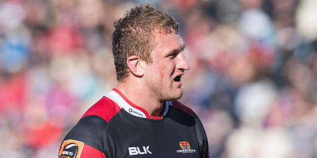 There will be more strapping than usual as Canterbury lock Dominic Bird suits up with a broken foot. Photo / Getty Images.