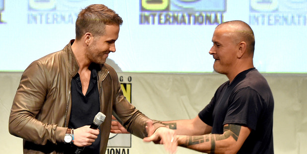 Actor Ryan Reynolds (L) and director Tim Miller from Deadpool appear onstage at the 20th Century FOX panel. Photo / Getty