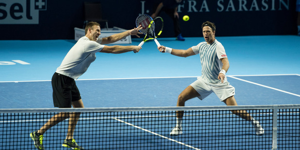Robert Lindstedt and Michael Venus at the Swiss Indoors Basel tournament. Photo / Getty Images