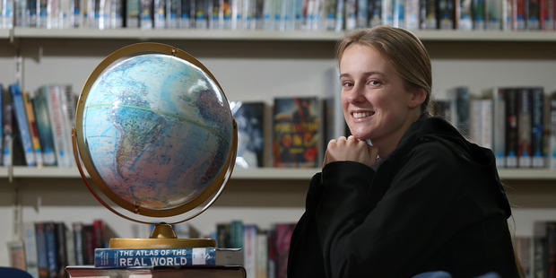 WORLDLY: Sarah Hynes, 16, is off to Serbia, after being placed as one of the top four geography students in New Zealand. PHOTO/JOHN BORREN