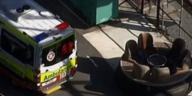 Still from Channel 9 News of the accident at Dreamworld. Photo / Channel 9 via AP