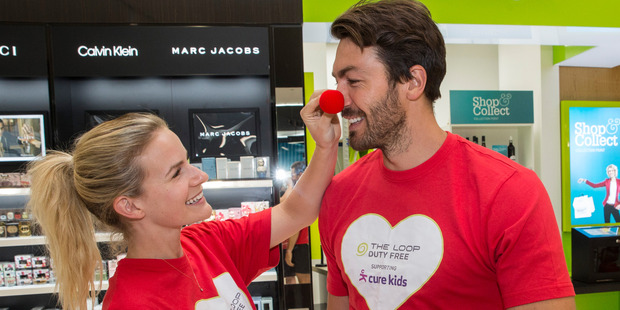 Cure Kids ambassadors Matilda Rice and Art Green get into the spirit of Red Nose Day. PHOTO/Peter Meecham