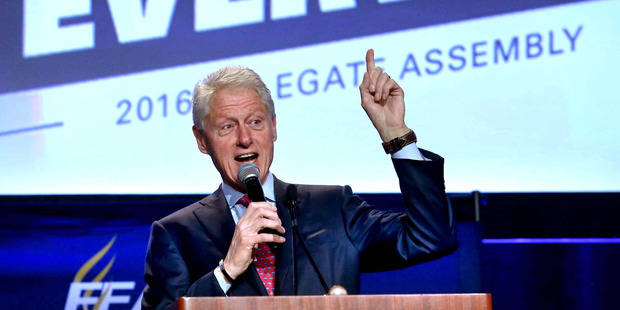 Former president Bill Clinton delivers remarks at the 2016 Florida Education Association Delegate Assembly in Orlando, Florida. Photo / AP