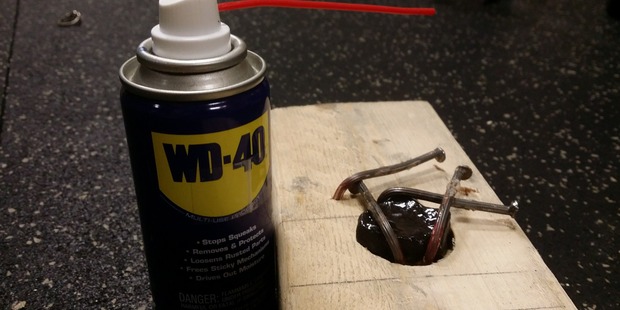 He used the WD-40 cutting oil to be able to drill the hole in the rock. Photo / Chadmanx Imgur