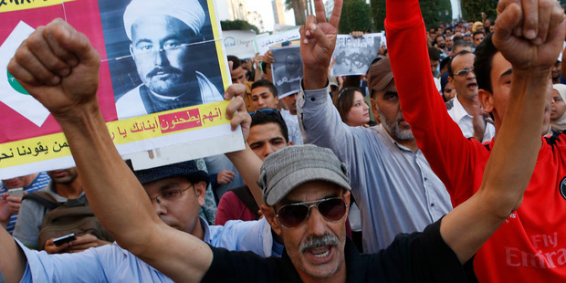 Moroccans protest against the death of Mouhcine Fikri in the northern city of Hoceima in Rabat, Morocco. Photo / AP