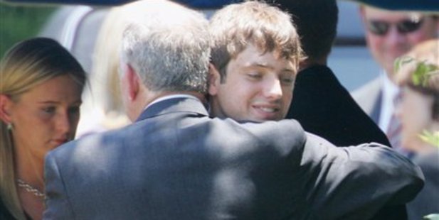 John and Burke Ramsey at the funeral of Patsy Ramsey, who died in 2006 of cancer. Photo / AP