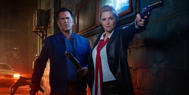 Bruce Campbell and Lucy Lawless in Ash vs Evil Dead. Photo / supplied