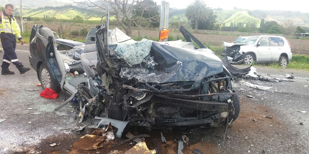 One of the vehicles involved in a collision which killed a man north of Te Puke. Photo/file