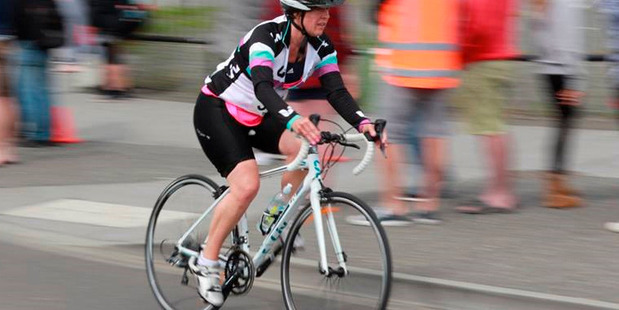IN ACTION: Toni Torr competes in her first triathlon at the weekend. Photo Wayne Grant