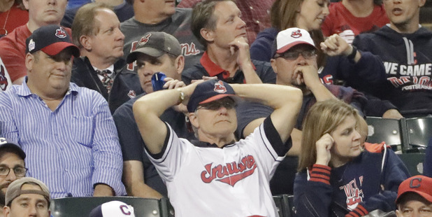 Cleveland Indian fans react during the side's game six loss. Photo / AP