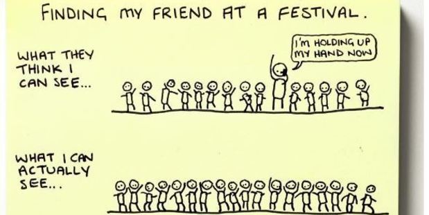 One doodle perfectly depicts the near impossible mission of trying to locate your friends at a festival. Photo / Instagram @instachaaz