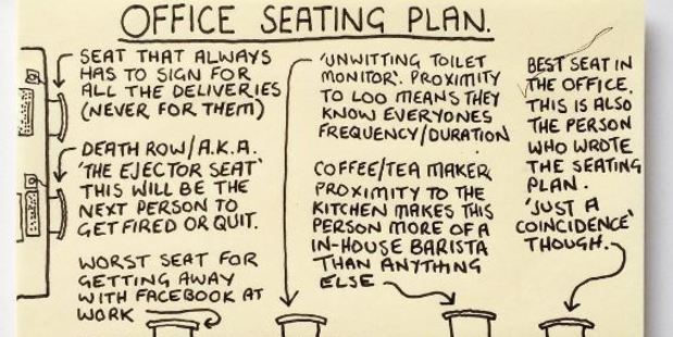 This seating plan showing which chair belongs to which 9-5 stereotype must resonate with every office employee. Photo / Instagram @instachaaz