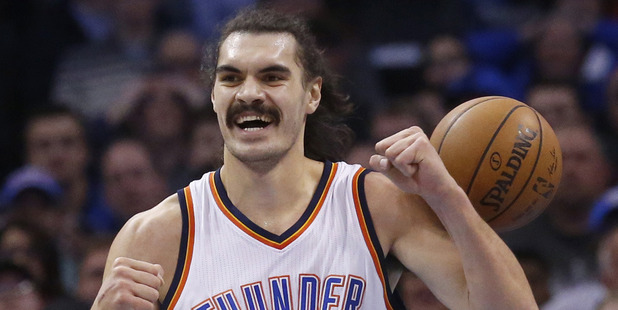 Steven Adams signed a four-year deal with the Thunder yesterday. Photo / AP