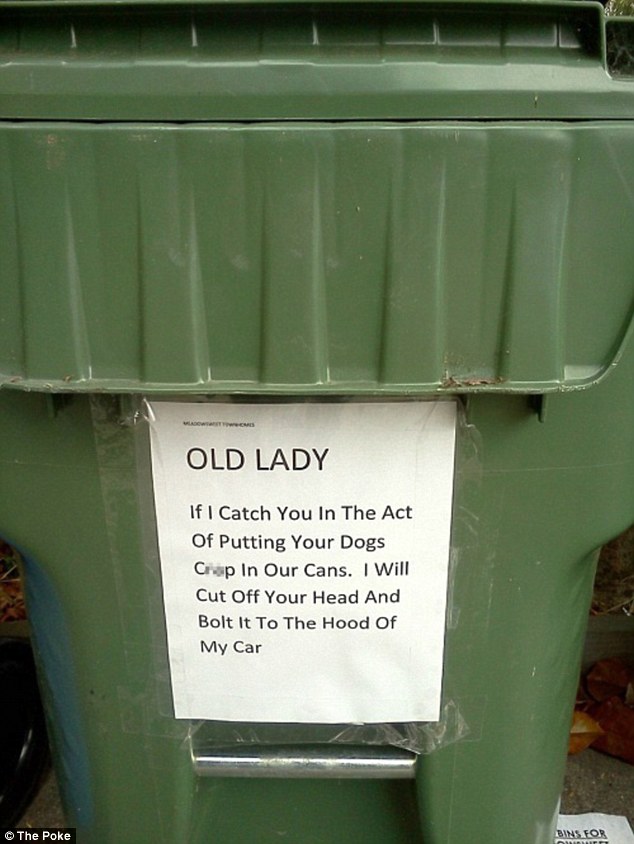 Harsh: Sneaking dog mess into next door's bin won't make you popular with your neighbours.