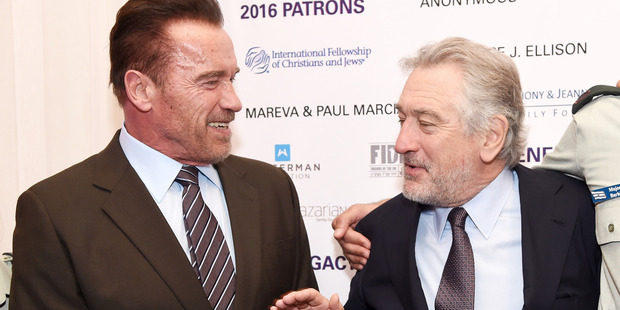 Robert De Niro has no time for a pic with Arnold Schwarzenegger. Photo / Getty Images
