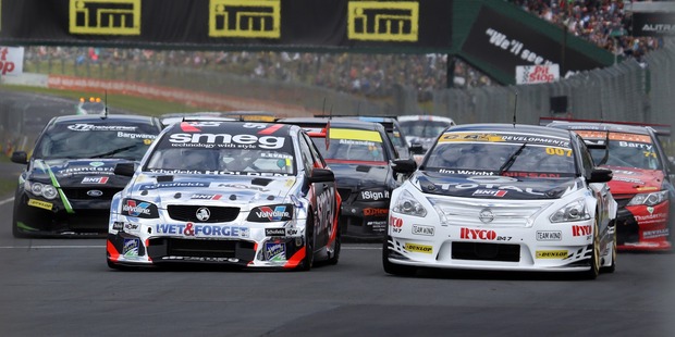 Simon Evans leads the NZ Touring Cars field at Pukekohe. Photo / Supplied