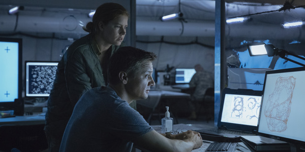 Amy Adams and Jeremy Renner star in the sci-fi movie, Arrival.