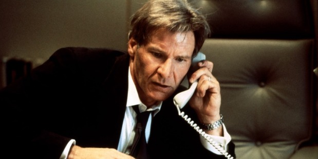 Harrison Ford in a scene from Air Force One.
