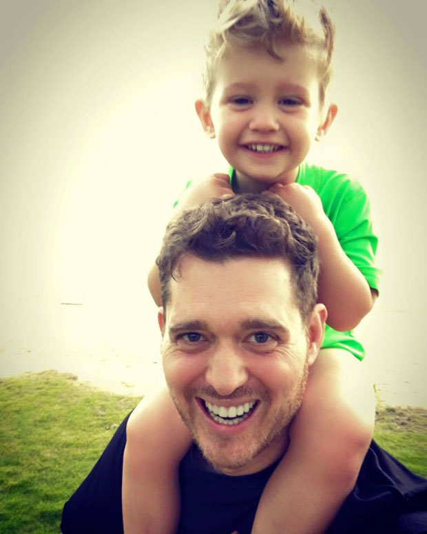 Michael buble and his young son Noah who has been diagnosed with Liver Cancer. Photo / Facebook