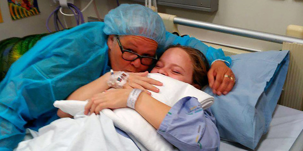 Doctors drilled holes in her skull to drain the cyst. Photo / Caters.