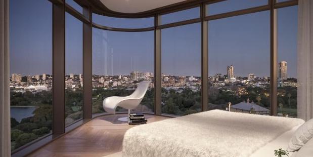 The bedroom in one of the other apartments in the Opera Residences development. Photo / Supplied