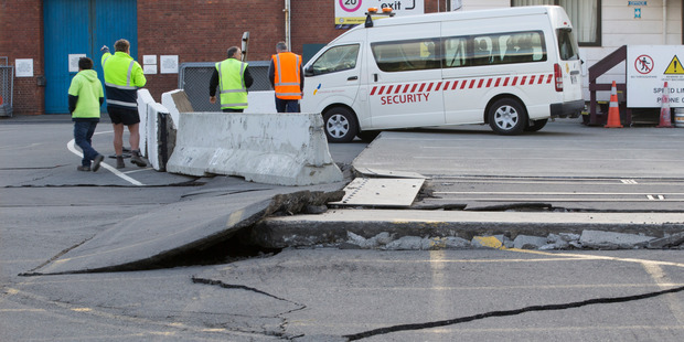 Damage caused by yesterday morning's 7.5 earthquake at CentrePort in Wellington. Photo / NZ Herald