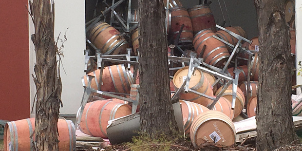 Damage at a Blenheim winery after Monday's magnitude 7.8 earthquake. Photo / Angus Barnes, Twitter
