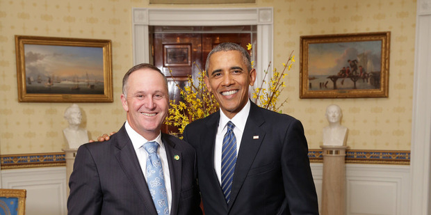 John Key and Barack Obama in the Blue Room at the White House earlier this year.