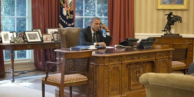 President Obama worked out of the Oval Office throughout his tenure. Photo / Getty Images