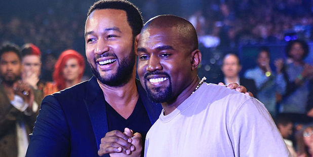 Recording artists John Legend and Kanye West. Photo / Getty Images