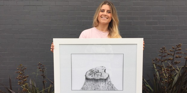 Auckland artist Becca Aiken has turned the island cows image into art to raise money for the Kaikoura earthquakes. Photo / Donna Aiken 