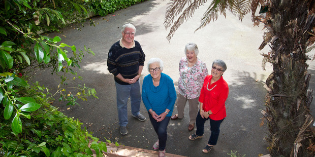 Rotorua District Residents and Ratepayers leaders Reynold Macpherson (left), Glenys Searancke, Rosemary MacKenzie and Paddi Hodgkiss. PHOTO/STEPHEN PARKER