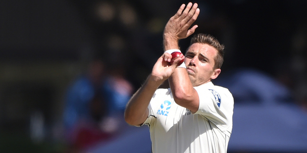 Tim Southee bowling. Photo / www.photosport.co.nz / Andrew Cornaga