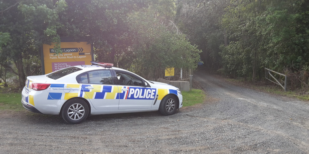 Police have set up a staging area near the NZDF base on Trig Rd after a boat has capsized in the Kaipara Harbour. Photo / Matthew Theunissen