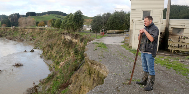 The Whangaehu River took parts of Andrew Pearce's Kauangaroa farm in June last year. PHOTO/ FILE