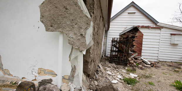 Damage to historic church in Waiau. Photo / Mike Scott