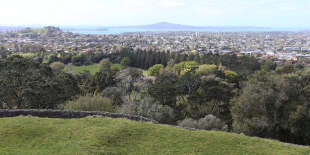 The view of Auckland from One Tree Hill to the Waitemata Harbour. Photo / Doug Sherring
