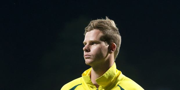 Australian captain Steve Smith looks on. Photo / Alan Gibson