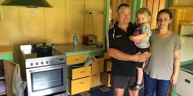 Darryl and Alison Lewis fled their Scargill home with their 3-year old daughter Rebecca. Photo / Kurt Bayer
