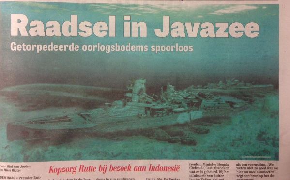 The lost Dutch ships of the battle of the Java sea made front page news in the Netherlands.