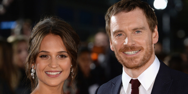 Alicia Vikander and boyfriend Michael Fassbender arrive for the premiere of their film, The Light Between Oceans. Photo / Getty