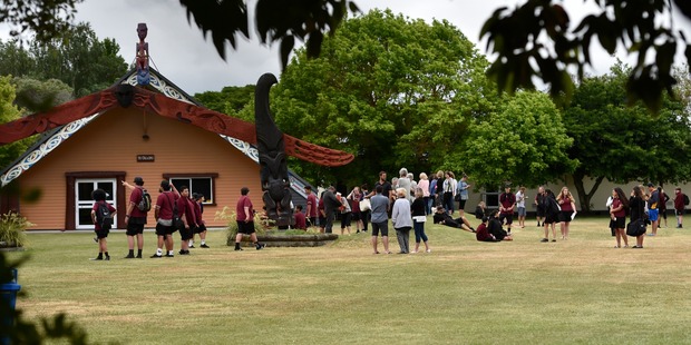 Student outside their classrooms at Gisborne's Lytton High School. Photo / Gisborne Herald