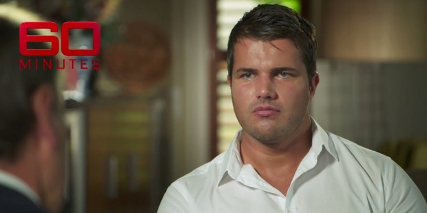 Gable Tostee in his exclusive interview on 60 Minutes screened on Australian television. Photo / 60 Minutes