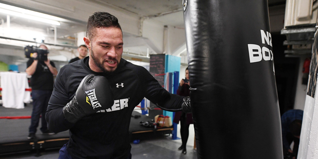 New Zealand heavyweight boxer Joseph Parker during a training session at The Wreck Room in Auckland. Photo / Photosport.co.nz