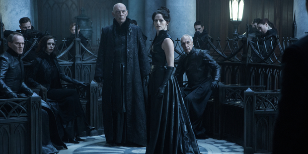 James Faulkner (center-left) and Lara Pulver (center-right) star in the film, Underworld: Blood Wars. Photo / Larry Horricks