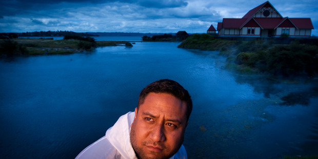 Shane Aramoana. Geothermal erruption at Ohinemutu. 30 November 2016 Daily Post photograph by Stephen Parker